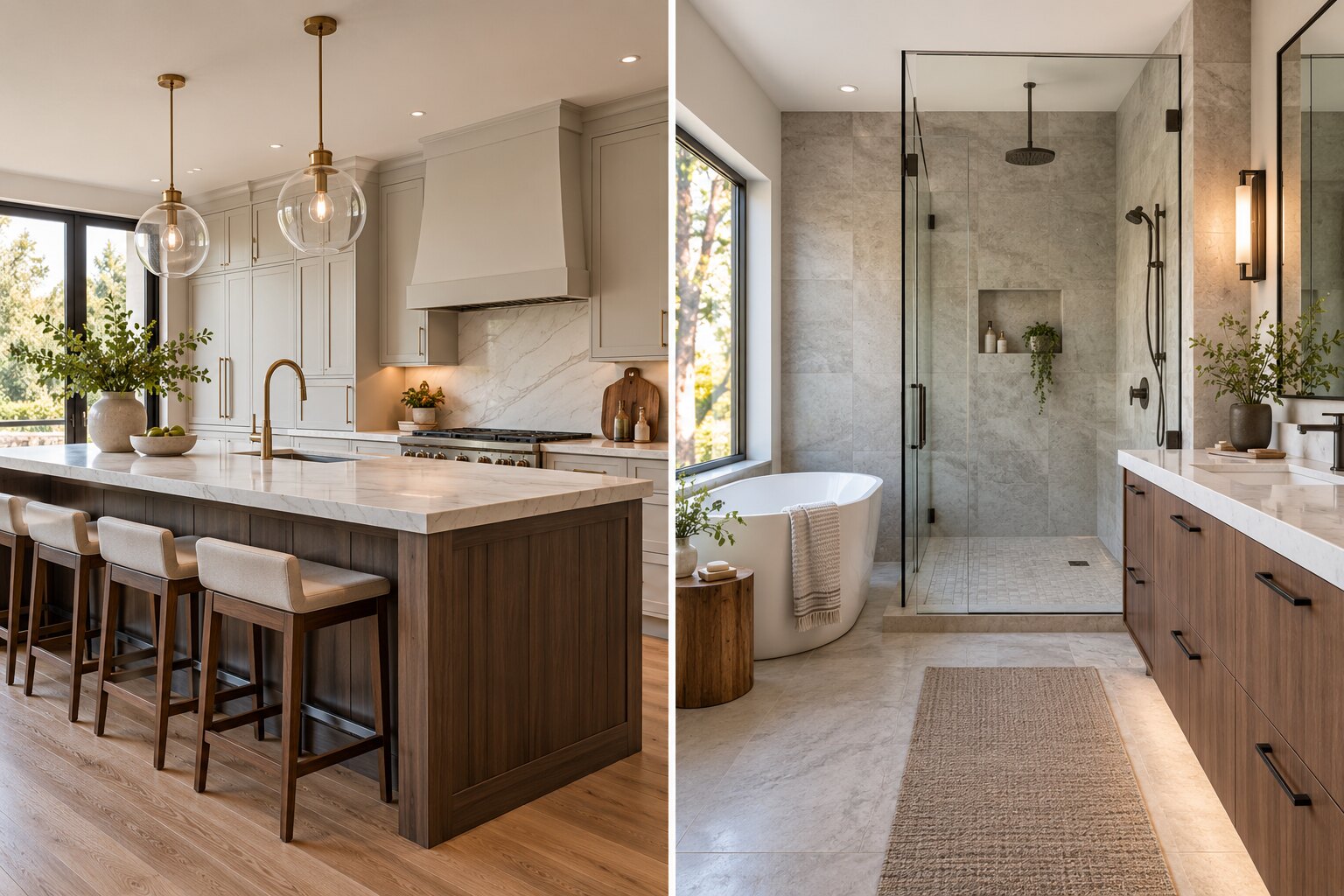 Completed kitchen and bathroom remodeling